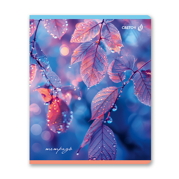 Тетрадь 48 л. кл. "Капли росы" выборочный лак, A5 на скобе 65 г/кв.м, белизна 100 % 01490 "Светоч"