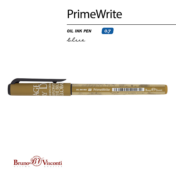 РУЧКА "PrimeWrite. Эпоха открытий. Америка" С ЧЕРНИЛАМИ НА МАСЛЯНОЙ ОСНОВЕ, 0.7 ММ, СИНЯЯ (10131010/010421/0203445,КИТАЙ)
