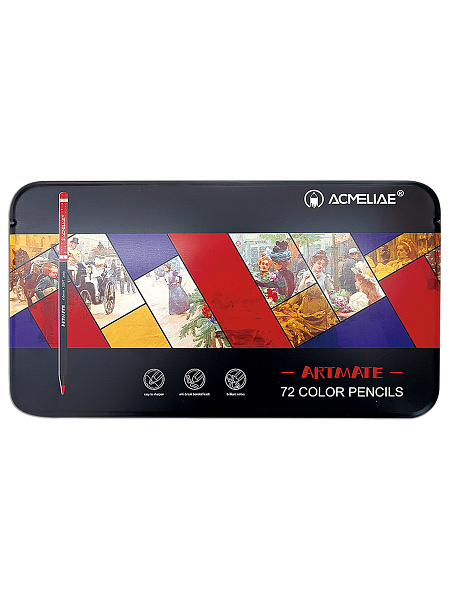 Карандаши 72 цв. ACMELIAE Blackwood Artmate в металлическом футляре