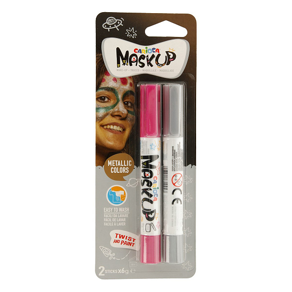 Грим-стик для лица "Carioca" Mask Up Classic Box  2 цв.  цвета металлик и неон