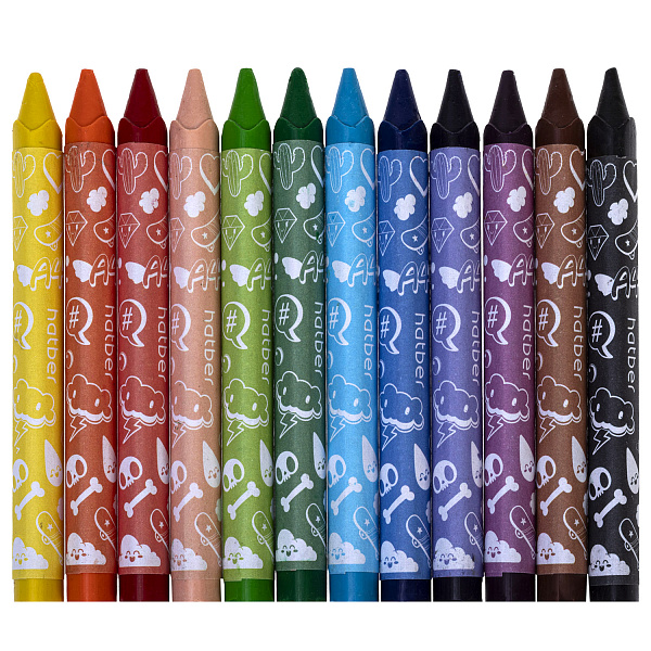 Мелки восковые 12 цв. "Влад А4" трехгран.корпус диаметр 8мм в карт. короб. с европодвесом