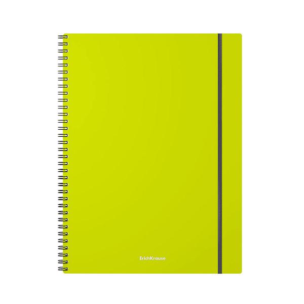 Тетрадь А4 80 л. кл. пластиковая обложка на спирали ErichKrause Neon, ассорти, на резинке