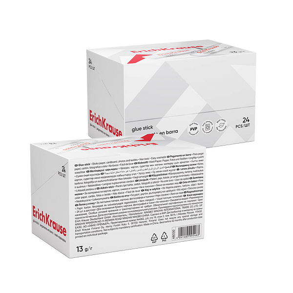 Клей-карандаш  13 г ErichKrause EasyStick, (в коробке-дисплее по 24 шт.)