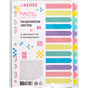 Разделитель листов "deVENTE. Pastel" A5 (175x210 мм) полипропилен 140 мкм, цветовой, 12 шт, индивидуальная упаковка