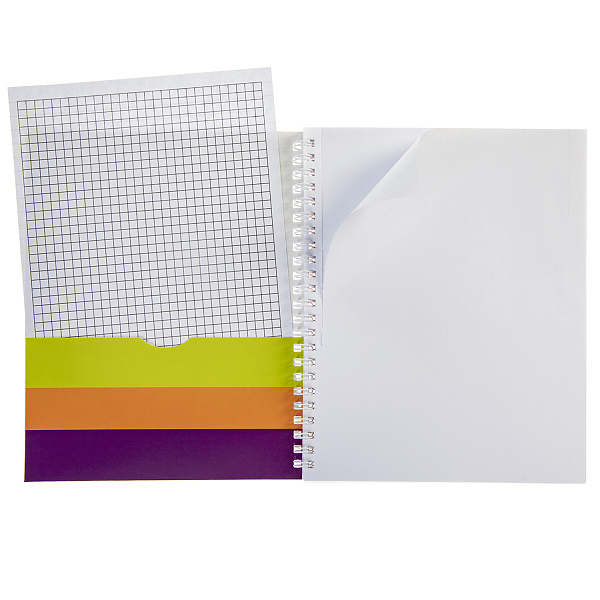 Тетрадь 96 л. без линовки на гребне "Don't panic" с Шаблоном в клетку и линию