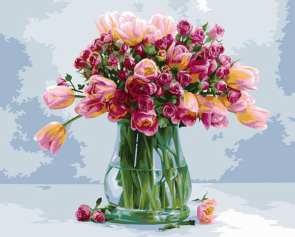 Картина по номерам 50*40 "Изящный букет" "ФРЕЯ"