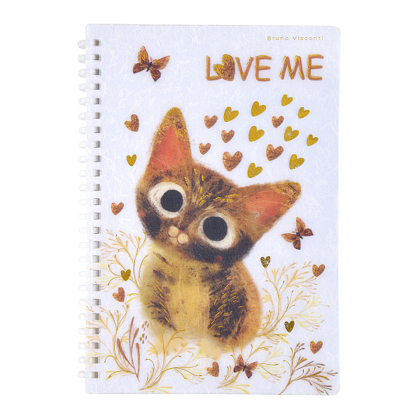 Тетрадь BV А5 60 л. кл. НА СИЛИКОНОВОМ ГРЕБНЕ "Котики делают нас счастливыми"