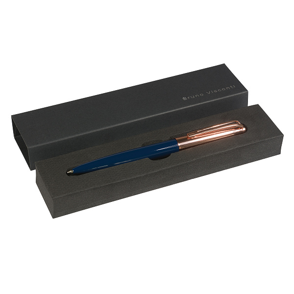 РУЧКА "NAPOLI" В ПОДАРОЧНОМ ФУТЛЯРЕ, 1,0 ММ, СИНЯЯ (корпус син и роз зол, футляр черный) (10702070/060324/3096931,КИТАЙ)