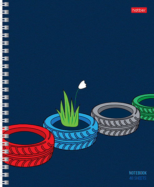 Тетрадь 48 л. кл. на гребне "За окном" выб лак 4 диз.в блоке