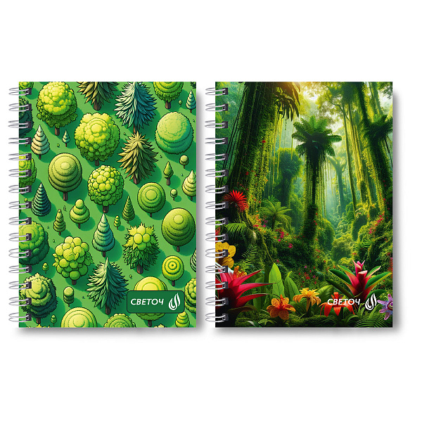 Записная книжка А6 80 л. кл. на гребне "Зелёный оазис" 01189  "Светоч"