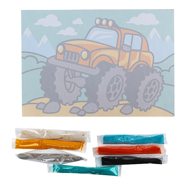 Картина из песка. Фреска. "Монстр-трак"