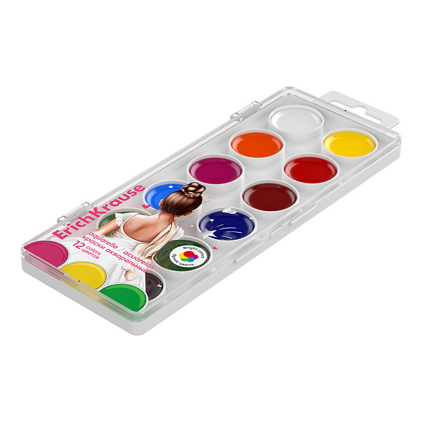 Акварель 12 цветов "Pointes" без кисти, пластиковый пенал с европодвесом
