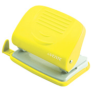 Дырокол на 20 л. "deVENTE. Neon" пластиковый с линейкой, в картонной коробке, неоновый желтый