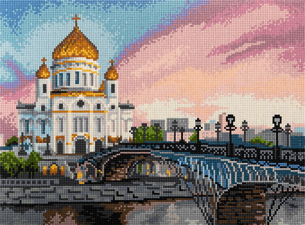 Алмазная мозаика 40*30 "ФРЕЯ" на подрамнике "Храм Христа Спасителя"