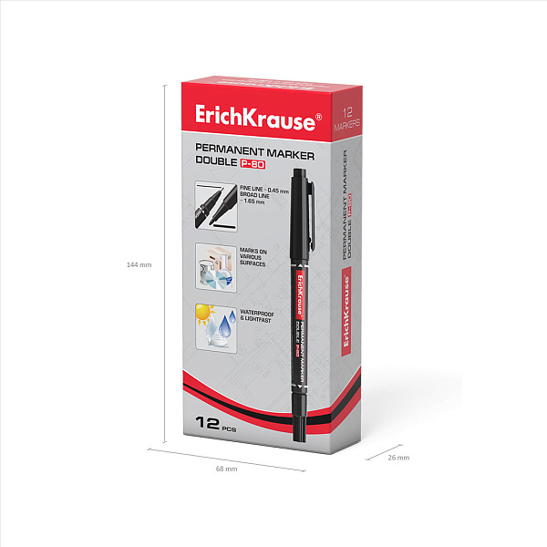 Маркер перманентный 2-х сторонний ErichKrause Double P-80, черный 