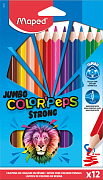 Карандаши 12 цв. Maped COLOR'PEPS JUMBO STRONG макси, повыш.прочностик/кор. 