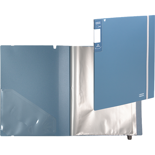 Папка 20ф А3 "deVENTE. sigNATURE" A3 (320x435x15 мм) полипропилен 650 мкм, фактура "ткань" вкладыши 30 мкм, внутренний карман 160 мкм, широкая резинка, индивидуальная упаковка, сумеречно синяя