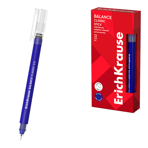 Ручка-роллер ErichKrause Balance Stick Classic 0.5, цвет чернил синий (в коробке)