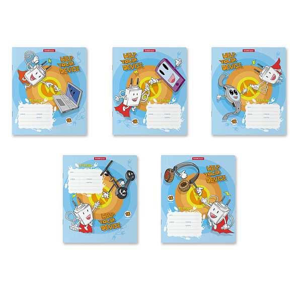 Тетрадь 18 листов в клетку "Smart Charger" ErichKrause (в плёнке по 10 шт.)_MIX-PACK