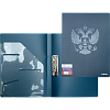 Папка с боковым прижимом "deVENTE. Герб" A4 (235x310x20 мм) 650 мкм, фактура "песок" выборочный лак, на 150 листов бумаги, внутренний карман 160 мкм, индивидуальная маркировка, темно-синяя