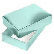 Коробка подарочная ПРЯМОУГОЛЬНИК складная "METALLIC МЯТА" 250х180х65, тиснени. в пакете с европ