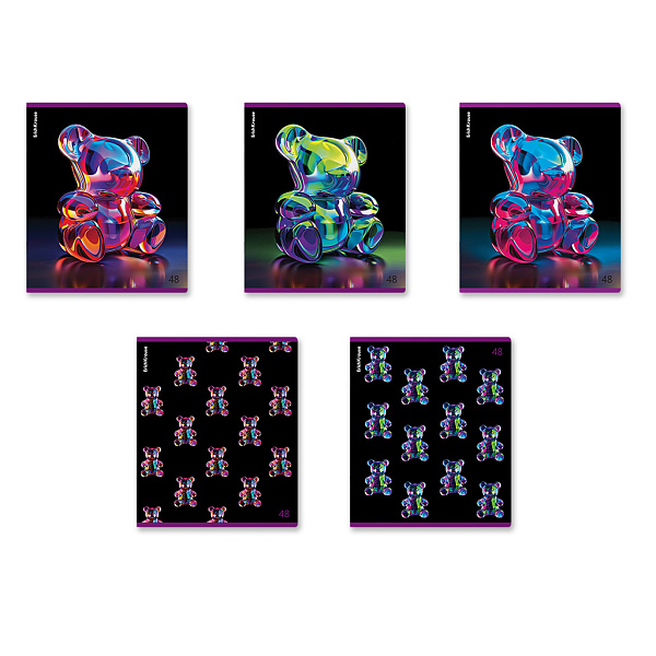 Тетрадь 48 л. кл. "Jelly Bear", металлизированная ламинация+твин-лак ErichKrause _MIX-PACK