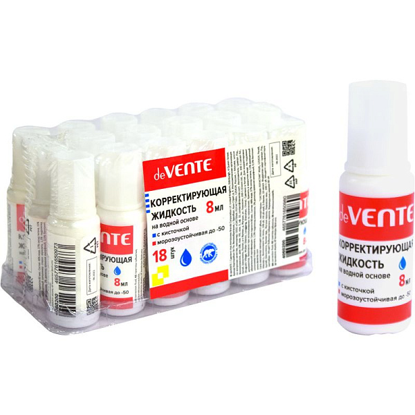 Корректирующая жидкость 8 мл, на водной основе, морозоустойчивая, в бутылочке с кисточкой