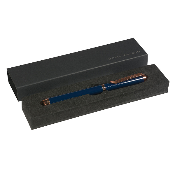 Ручка "VENEZIA CLASSICO" в подарочном футляре, 1,0 ММ, СИНЯЯ (корпус синий, футляр черный)