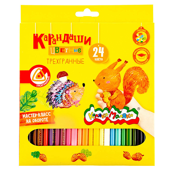 Карандаши 24 цв. "Каляка-Маляка" деревян., трехгран.,  карт.уп.