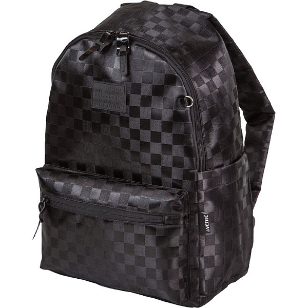 Рюкзак "deVENTE. TOTAL BLACK" подростковый 44x31x20 см (19 л) 650 г, текстильный  жаккардовой клеткой, уплотненная спинка