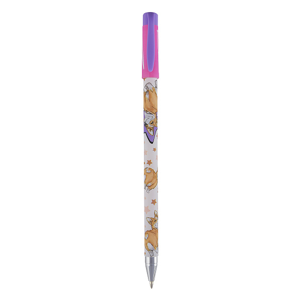 Ручка шариковая 0,5 мм "HappyWrite. FunColor.Корги" СИНЯЯ