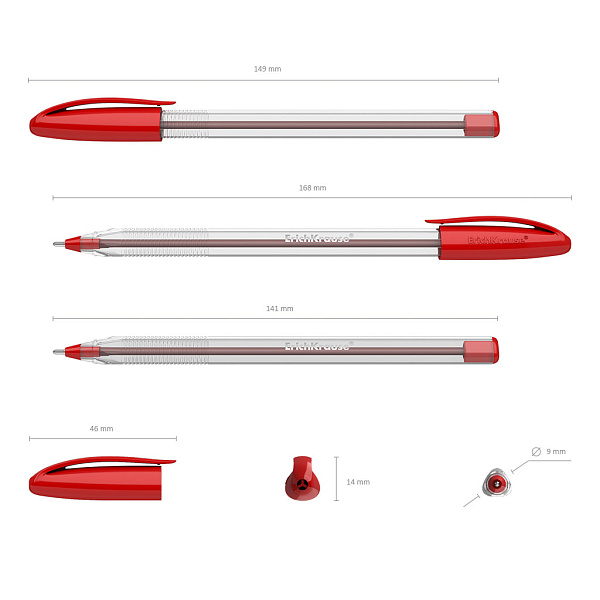 Ручка шариковая ErichKrause U-108 Stick Classic 1.0, Ultra Glide Technology, цвет чернил красный (в коробке по 12 шт.)