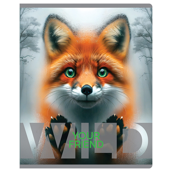 Тетрадь А5 48 листов в клетку, BG "Wild", обложка мелованный картон, вд-лак, серый блок 60 г/м2, суперэконом