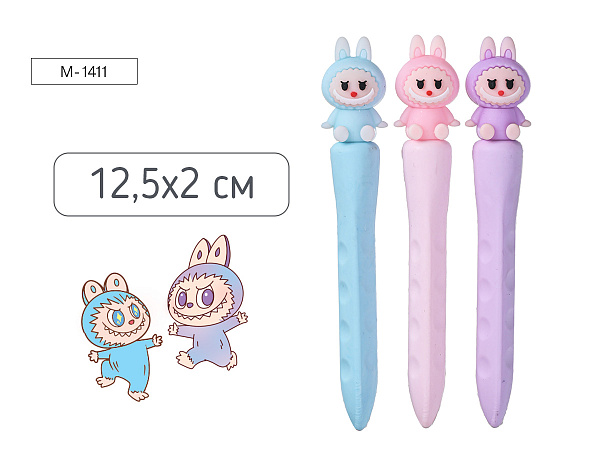 Ластик ЗУБАСТИК, термопластичная резина, размер 12.5*2, ассорти 3 цвета, ОПП- упаковка / картонный дисплей