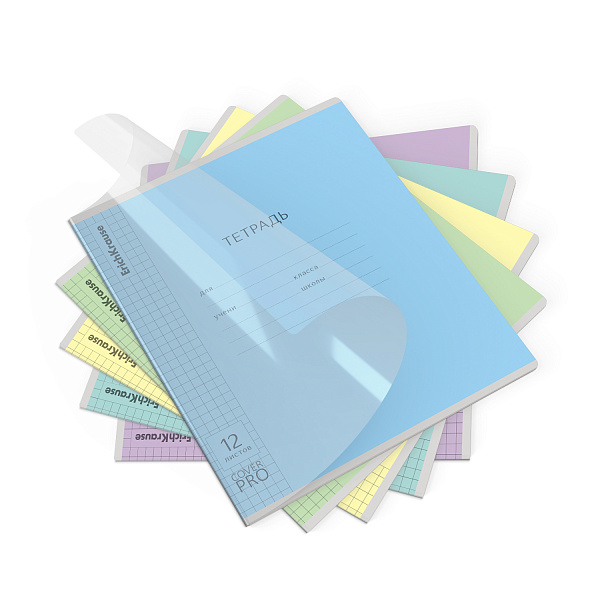Тетрадь 12 л. кл. с пластиковой обложкой на скобе ErichKrause Классика CoverPrо glossy, А5+, MIX-PACK
