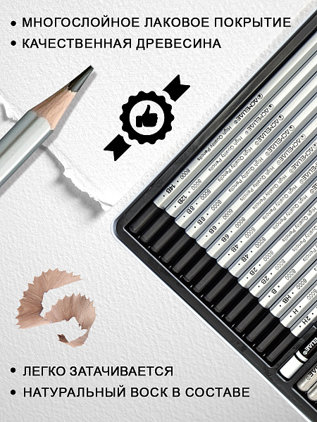 Набор для рисования и скетчинга ACMELIAE ArtMate 33 предмета, в металлическом футляре,
