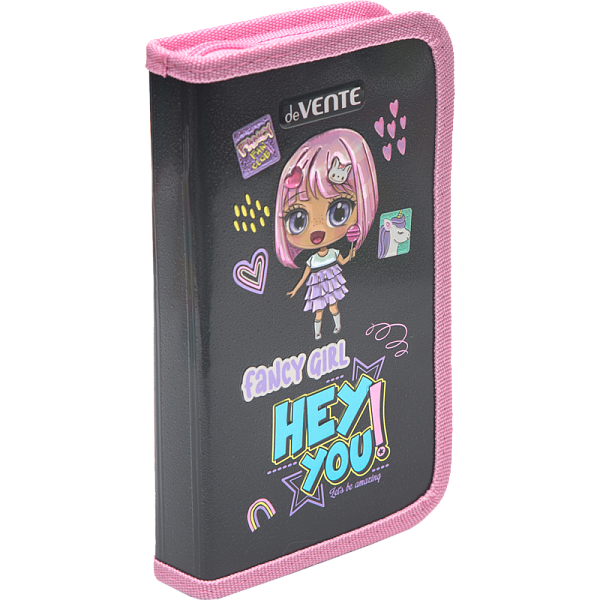 Пенал 1секц. д/дев. 205*120 "deVENTE. Fancy Girl" для 17 пр. на молнии, картон с покрытием из фольги с конгревным тиснением