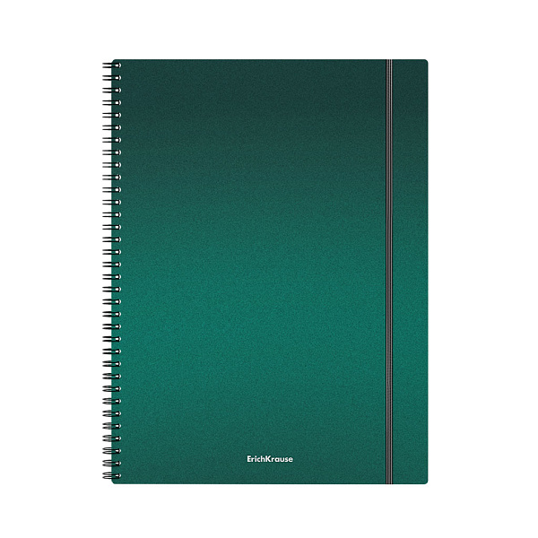 Тетрадь А4 80 л. кл. пластиковая обложка на спирали ErichKrause Ice Metallic, ассорти, на резинке