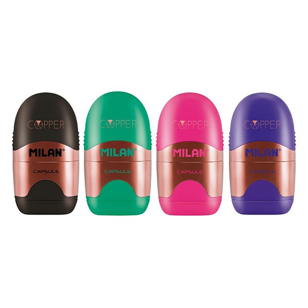 Точилка Milan CAPSULE Copper пластик цвета ассорти 24шт/упак