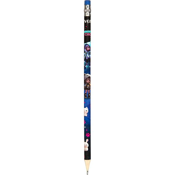 Карандаш чернографитный "deVENTE. Korokoro" HB, диаметр грифеля 2 мм, трёхгранный, с ластиком, заточенный