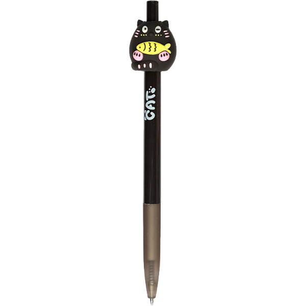 Ручка шариковая автомат. 0,7 мм deVENTE. Cat СИНЯЯ  с декор. элементом,чернила на масл основе инд. марк. 6 дизайнов 