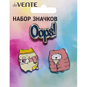 Набор значков "deVENTE. Kawaii" эмалированные, кот 2,16x2,5см, Oops 2,9x2,3 см, кот 2,07x 2,5см