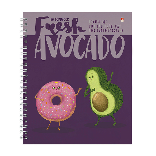 Тетрадь 80 л. кл. на гребне А5+ "АВОКАДО" 5 ВИДОВ