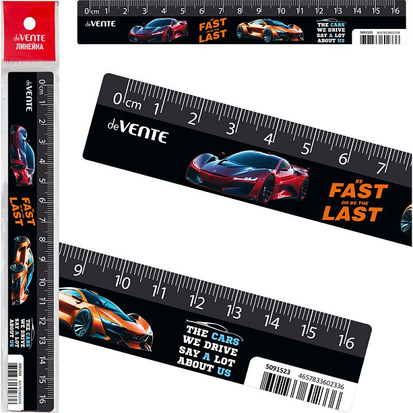 Линейка 16 см "deVENTE. Fast Or Last" пластиковая, с дизайном, с индивидуальной маркировкой, с цветным стикером