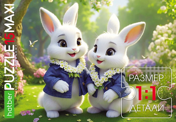 ПАЗЛЫ 15 эл. А4 330х220мм  MAXI-Зайки на полянке-"ECO"