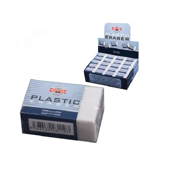 Ластик синтетика PLASTIC 4770/80, 30х18х12 мм, белый, в индивидуальной упаковке