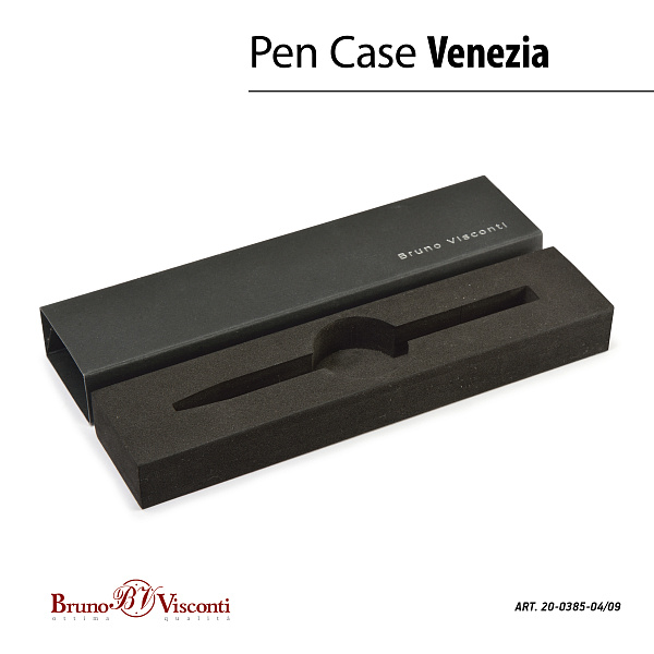 Ручка "VENEZIA CLASSICO" в подарочном футляре, 1,0 ММ, СИНЯЯ (корпус черный, футляр черный)