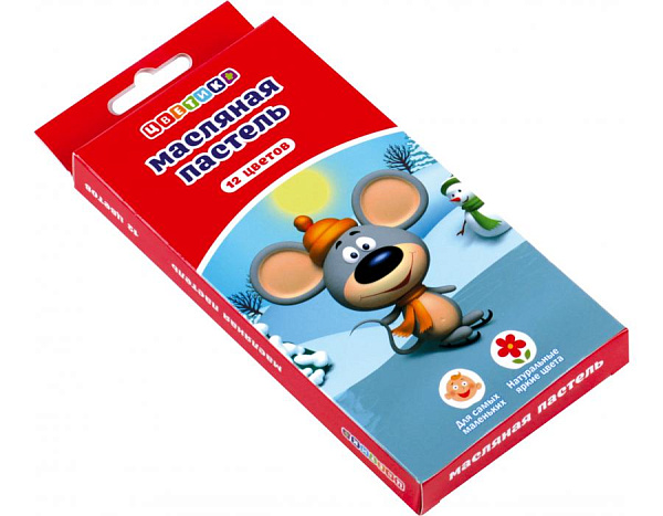 Пастель масляная 12 цв. "Цветик" к/уп.