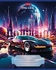 Тетрадь 18 листов в клетку "Futuristic cars" 65г/кв.м на скобе 5 диз.в блоке скругленные углы