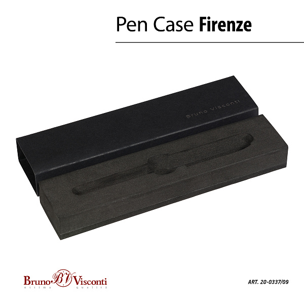 РУЧКА "FIRENZE" В ПОДАРОЧНОМ ФУТЛЯРЕ, 1.0 ММ, СИНЯЯ (корпус коричневый, футляр черный) (10702070/061023/3411164,КИТАЙ)